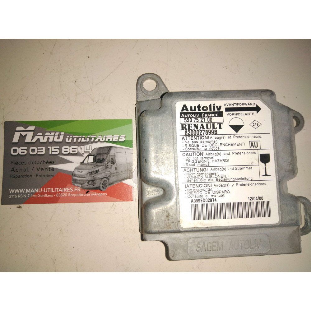 Contrôle Airbag Master Movano 98-10 Ref : 8200027899B